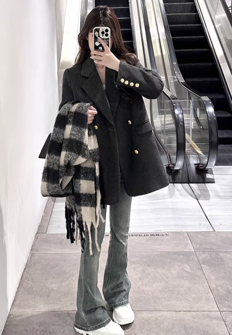 New Autumn/Winter Dark Grey Wool Blazer CA25102413GY