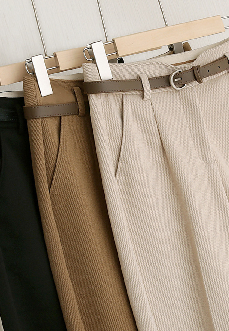 High-waisted casual suit cropped woolen pants CA110213BK