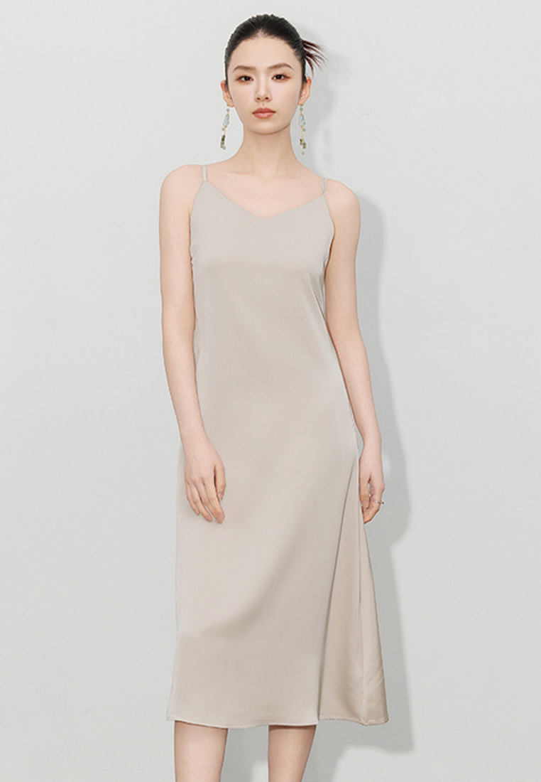 2024 new satin solid color suspender dress CA24062013