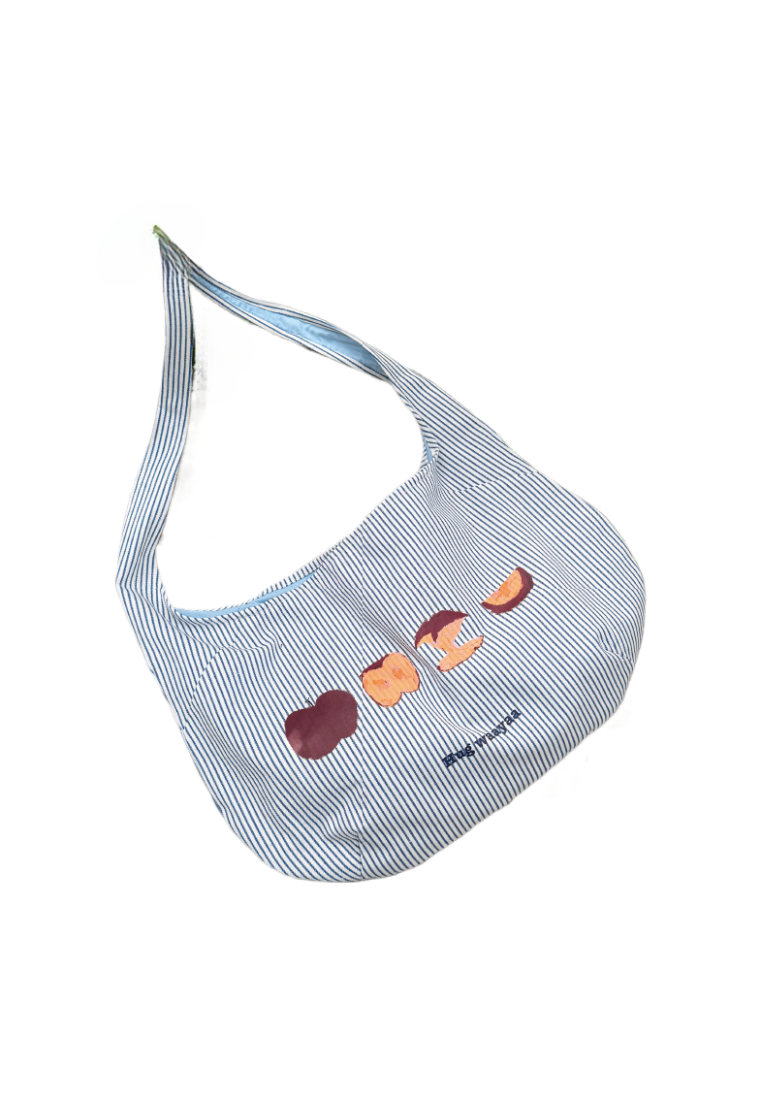 Cartoon Print Striped Canvas Bag Daily Commute Large Tote Bag K26041403