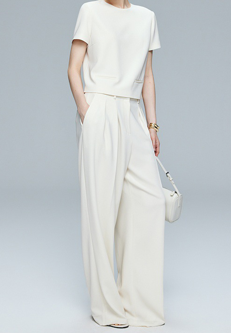 Solid color mesh free ironing commuter short-sleeved suit CA25061713W