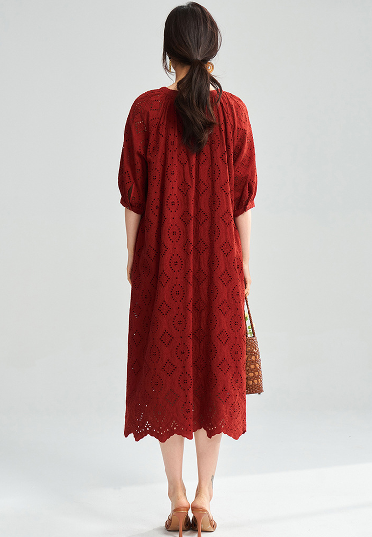 Summer hollow embroidery bohemian holiday style dress CA25052913W