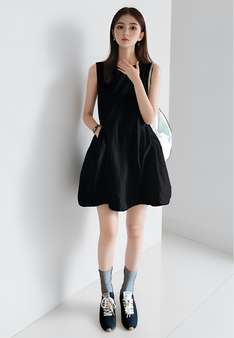 New arrival all-match round neck pocket sleeveless dress CA25070913W