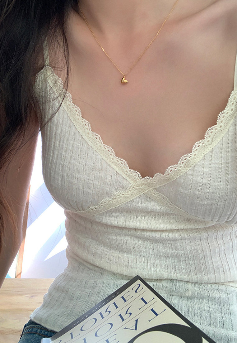 2024 summer ribbed lace suspender top CA24041013PI