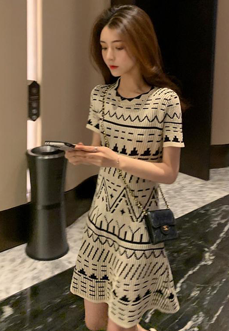 New summer French retro temperament knitted dress CA24050613