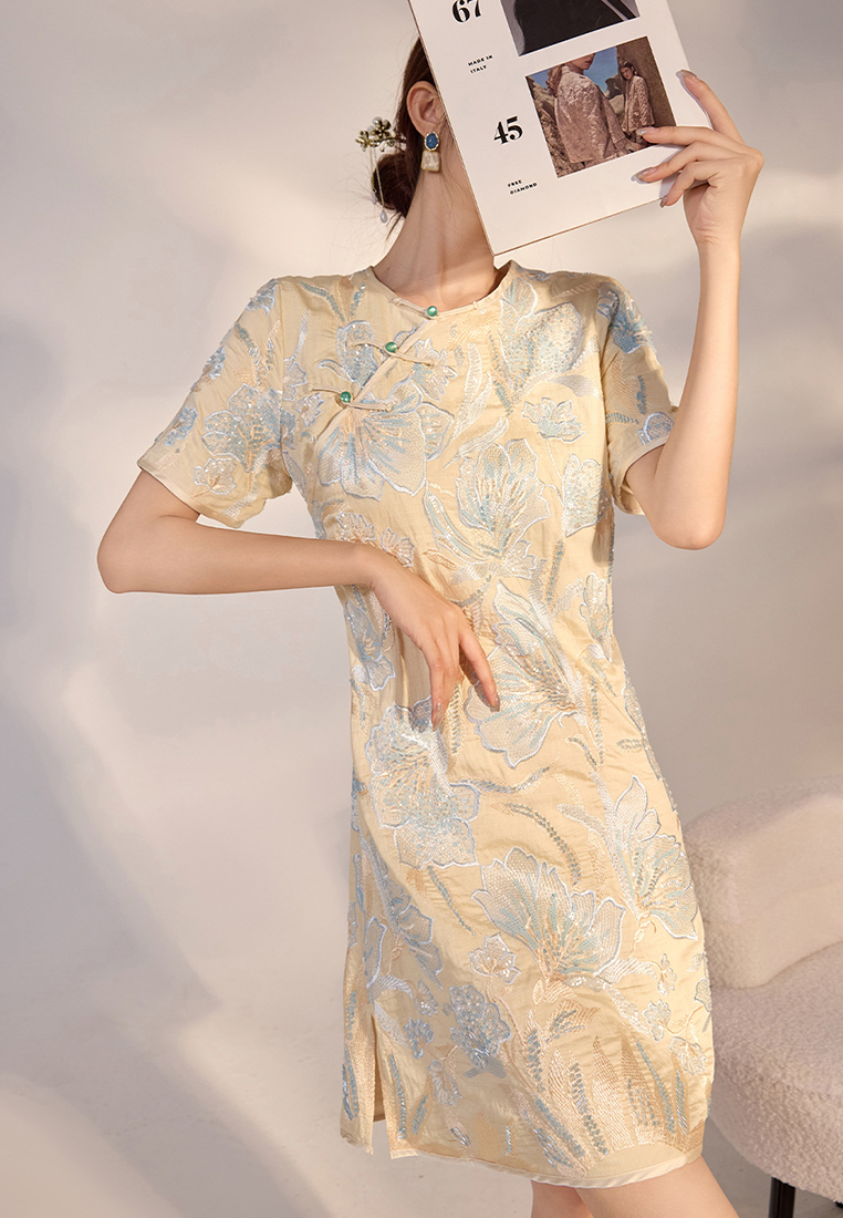 2024 Temperament sequin waist cinching dress CA24090313BE