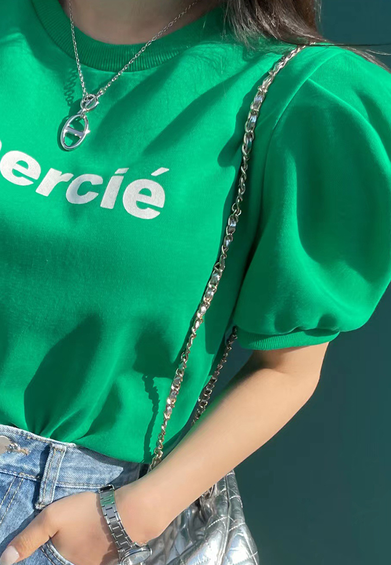 Summer new round neck letter printed T-shirt CA25042913GR