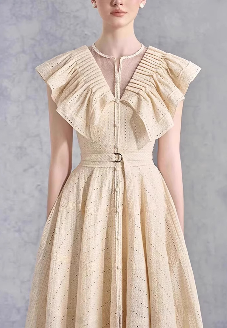 2025 Spring/Summer Ruffled V-neck Dress CA25032713BE