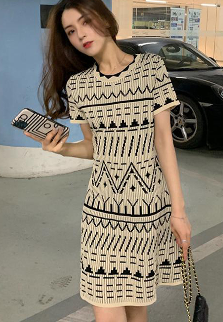 New summer French retro temperament knitted dress CA24050613