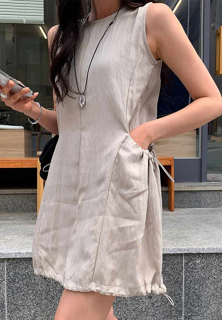 New arrival all-match round neck pocket sleeveless dress CA25070913W