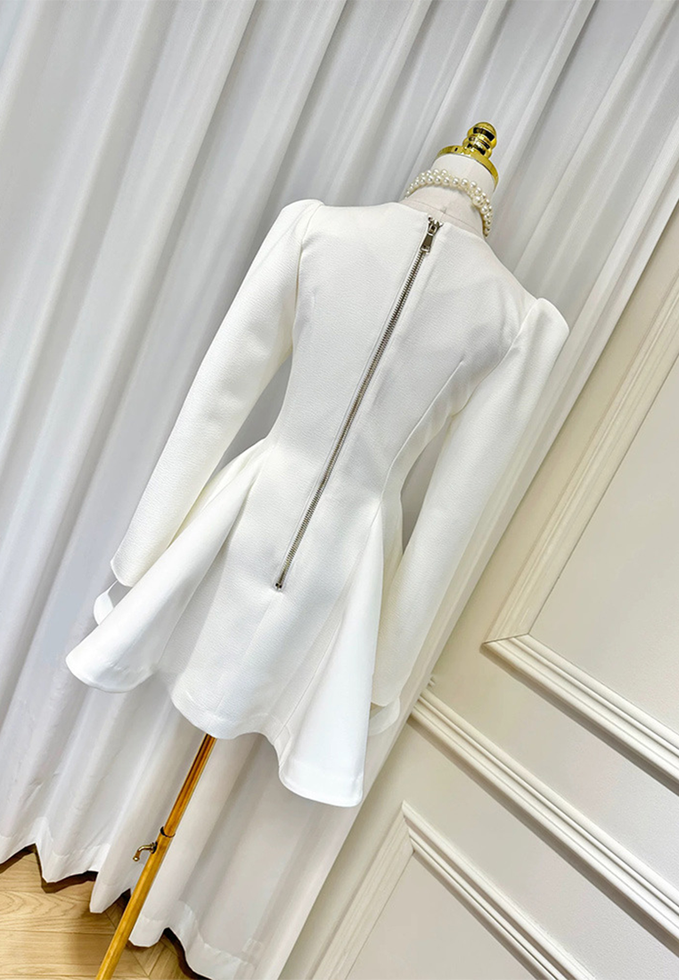 Rose Gold Button Slim-Fit Double-Breasted Tweed Dress CA25091513BK