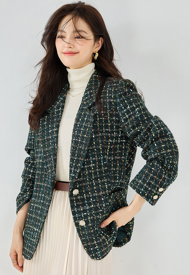 Floral bright silk temperament commuter suit jacket CA101913