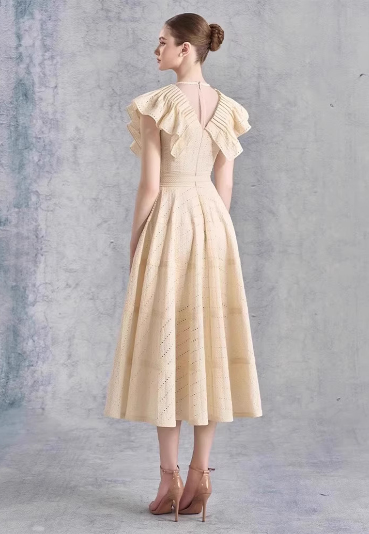 2025 Spring/Summer Ruffled V-neck Dress CA25032713BE