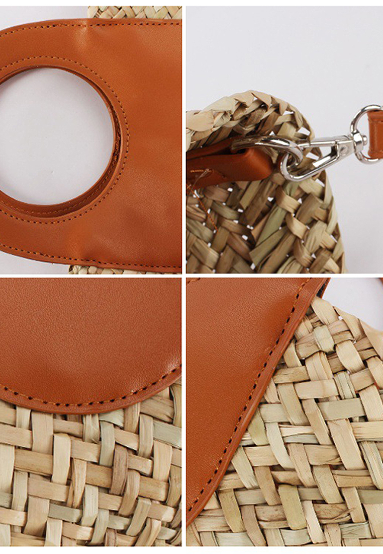 Summer Fashion Splicing Crossbody Straw Bag CA24061713