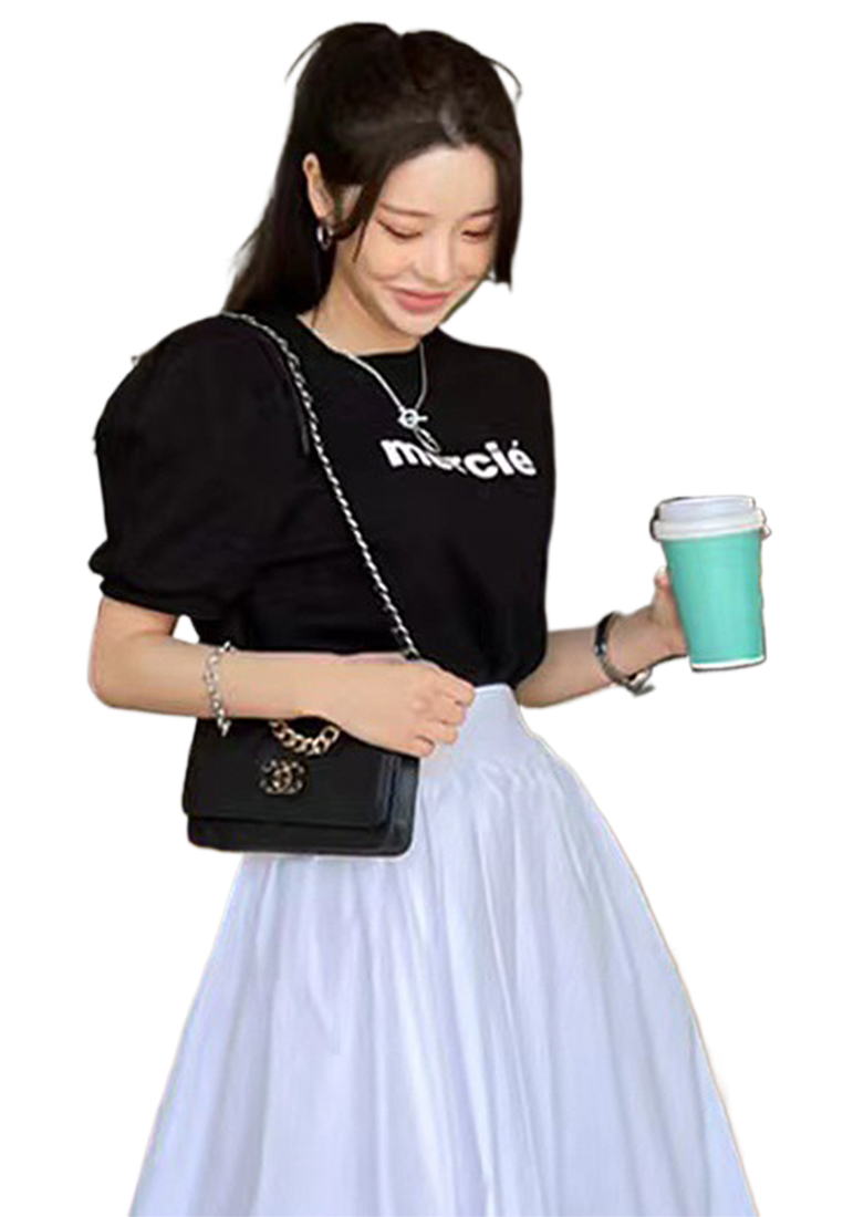 Summer new round neck letter printed T-shirt CA25042913GR