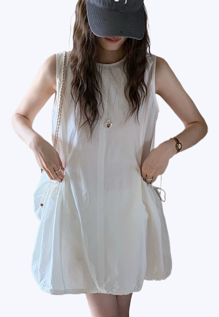 New arrival all-match round neck pocket sleeveless dress CA25070913W