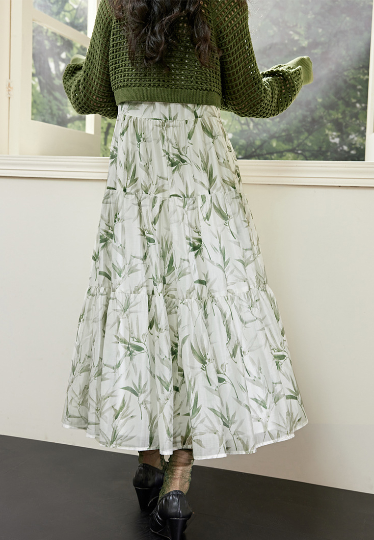 Green chinoiserie slip floral dress set CA24030713