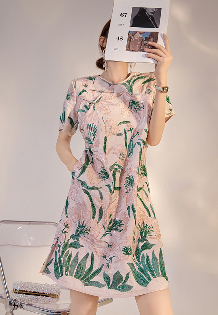 2024 Temperament sequin waist cinching dress CA24090313BE