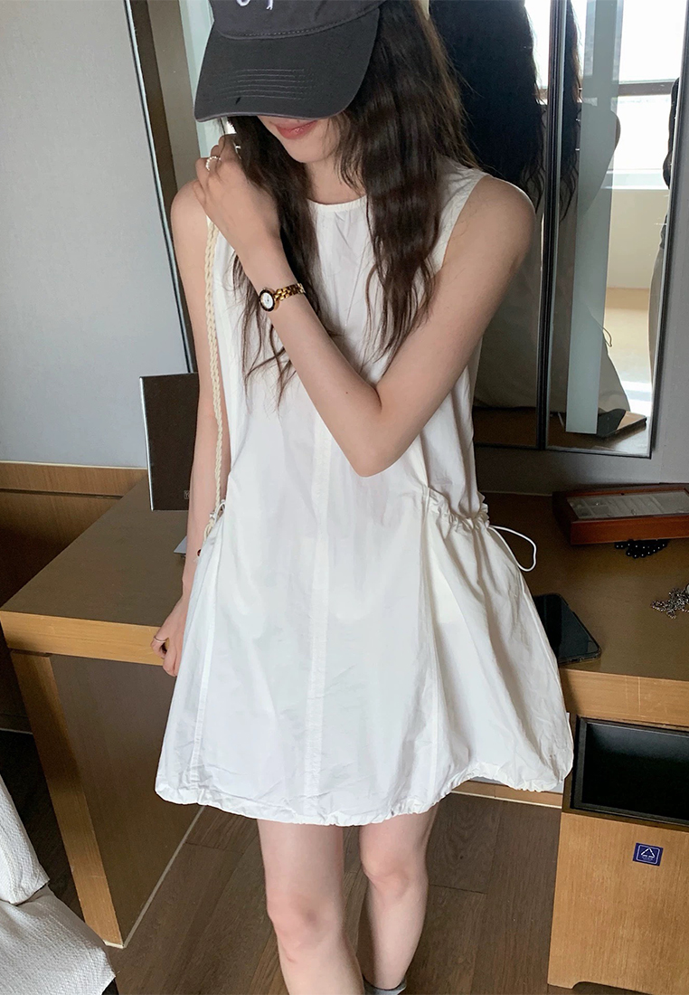 New arrival all-match round neck pocket sleeveless dress CA25070913W