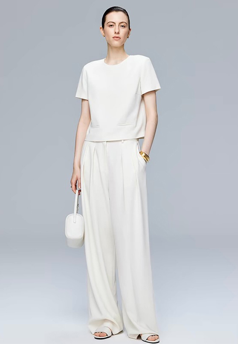 Solid color mesh free ironing commuter short-sleeved suit CA25061713W