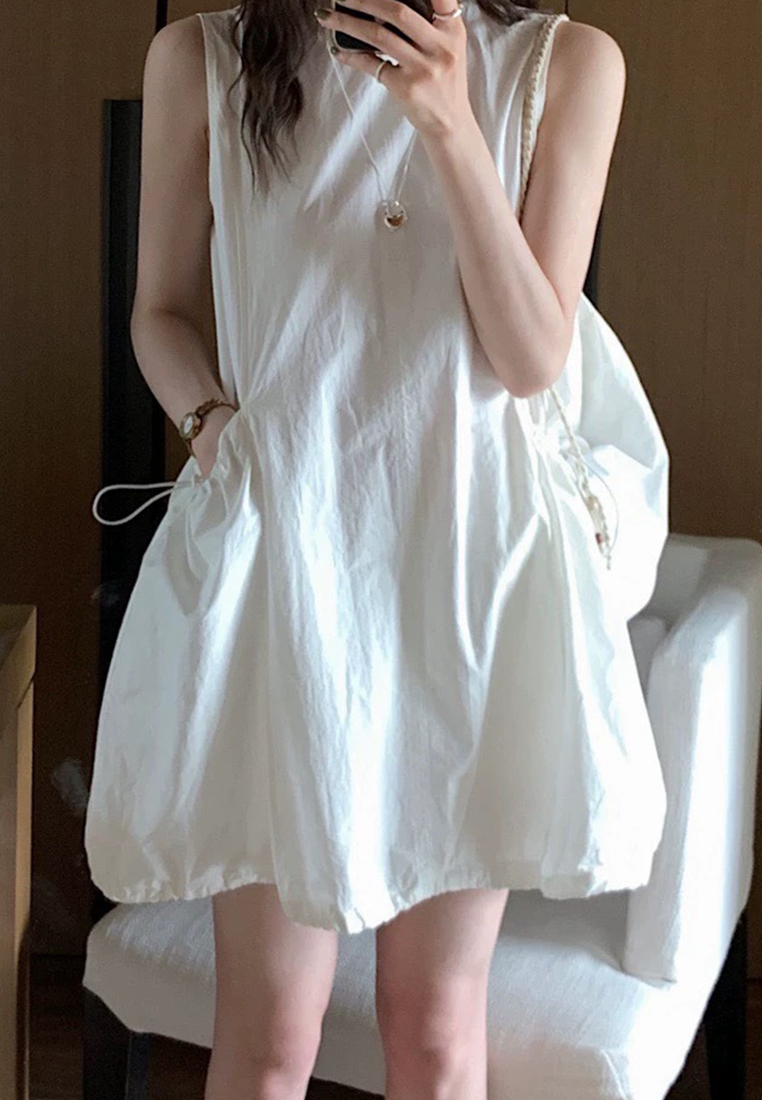 New arrival all-match round neck pocket sleeveless dress CA25070913W