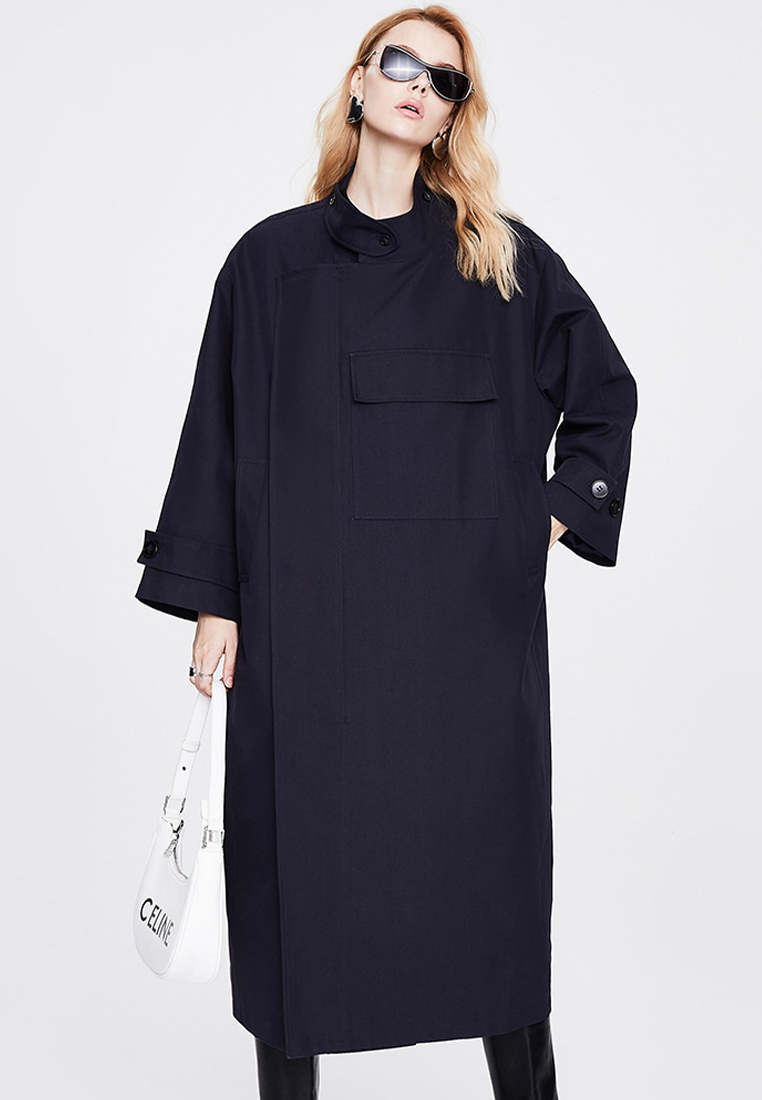 Fashionable British style workwear long silhouette windbreaker CA101713