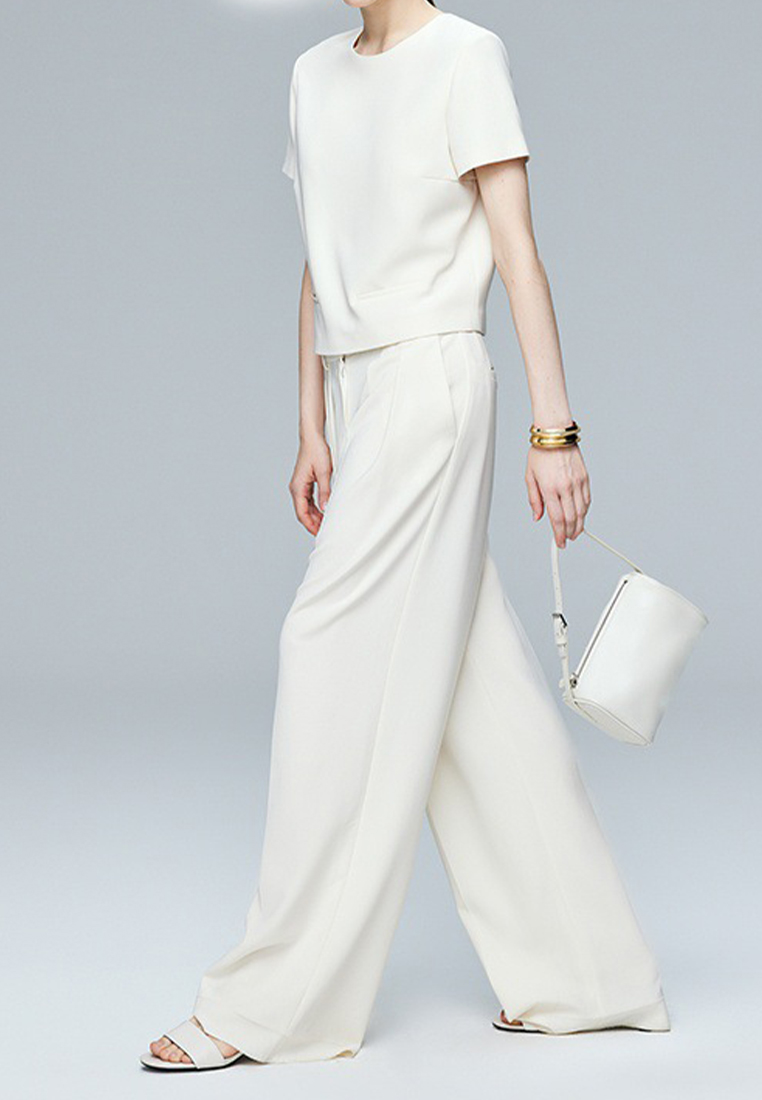 Solid color mesh free ironing commuter short-sleeved suit CA25061713W