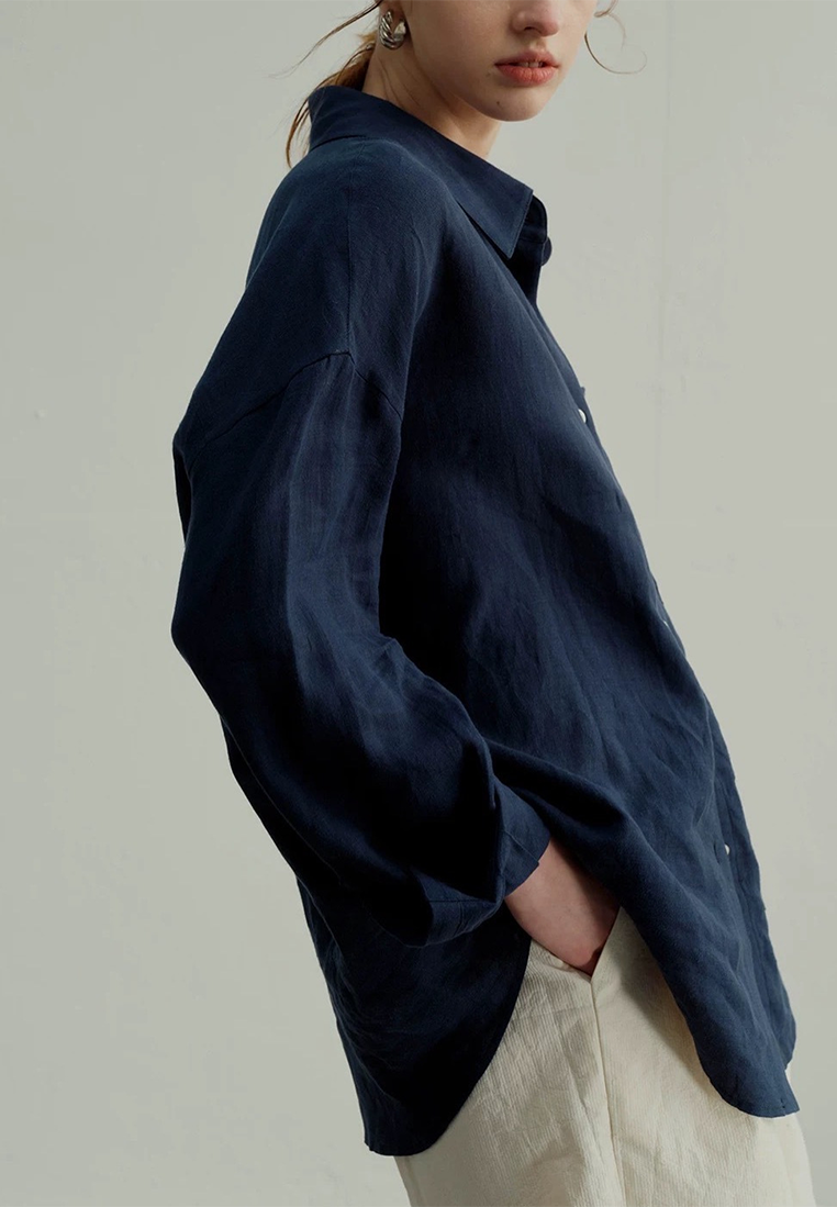 New arrival slim fit loose niche linen top CA25091927W