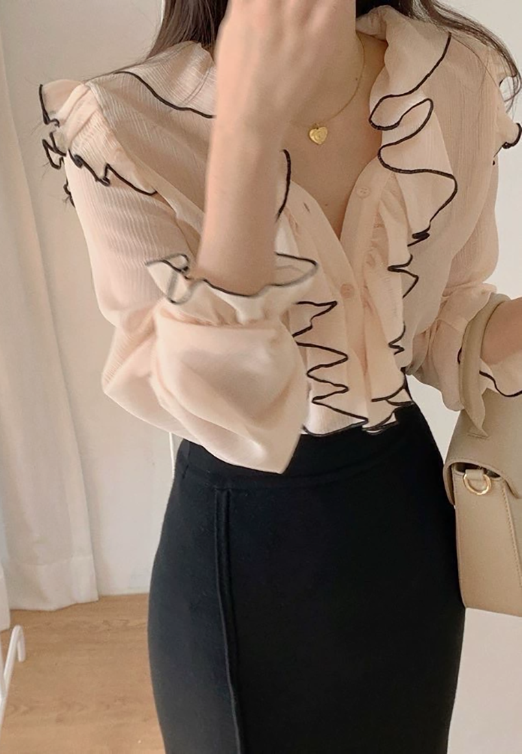 2025 Korean chic spring new French chiffon shirt CA25021313W