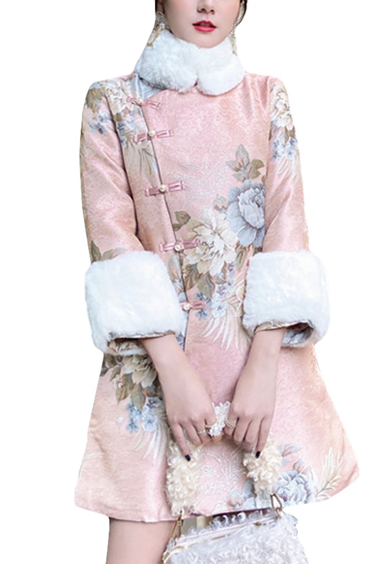 Cheongsam retro jacquard embroidery thickened cotton jacket dress CA122708