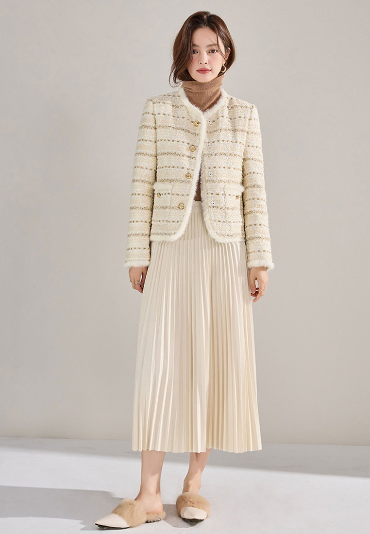 Autumn and winter pleated midi skirt CA25010703KI