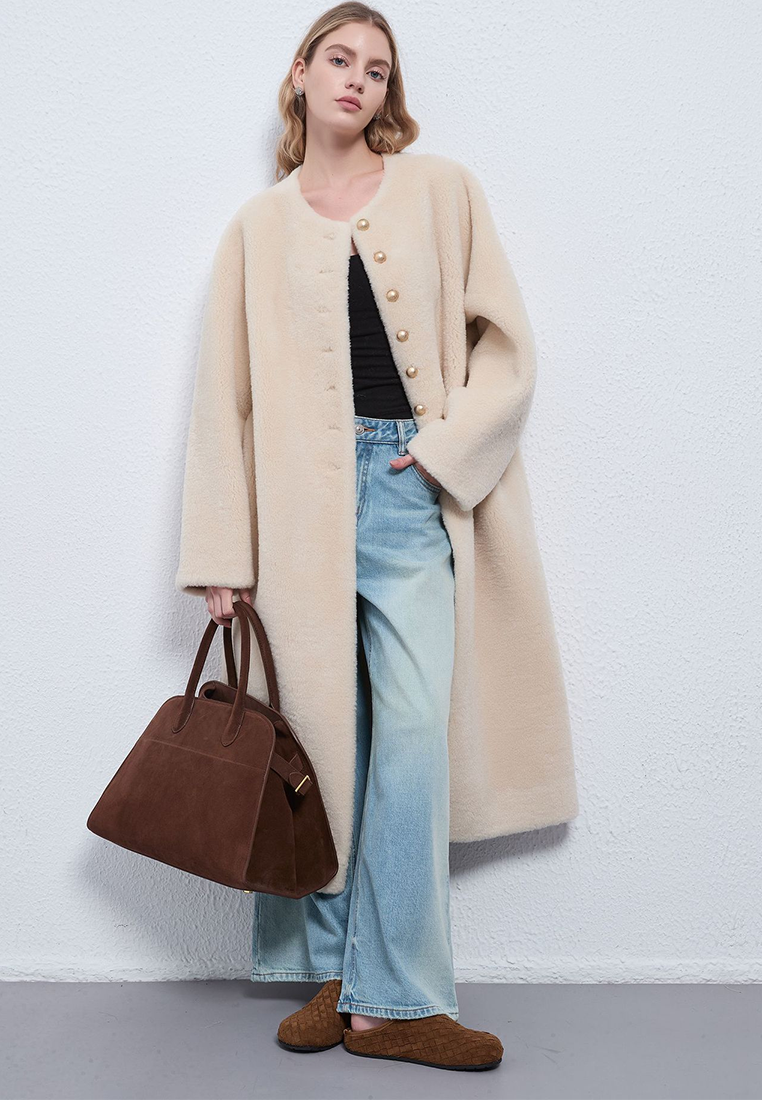 Autumn Winter Long Shearling Eco-Fur Coat CA25110714BE