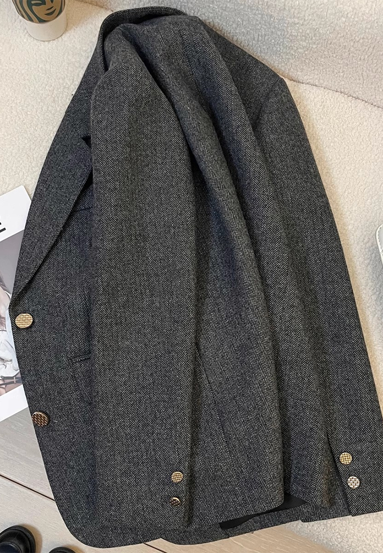 New Casual Commuter Style British Wool Blazer CA25102414GY