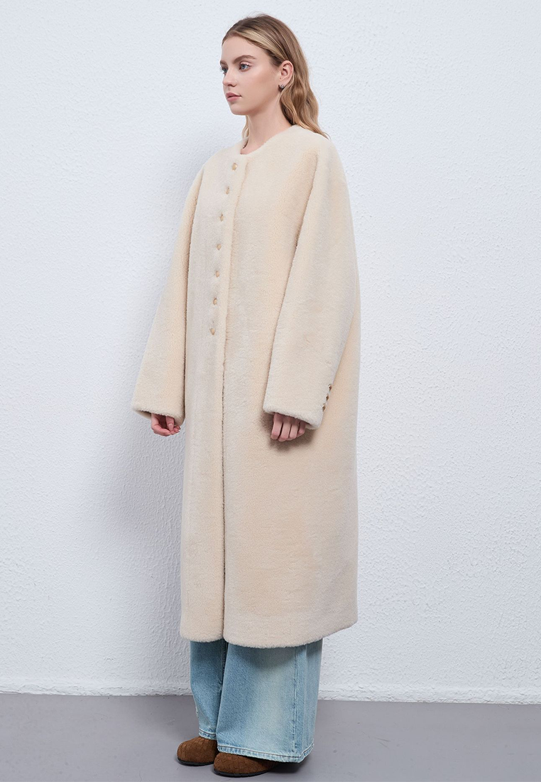 Autumn Winter Long Shearling Eco-Fur Coat CA25110714BE