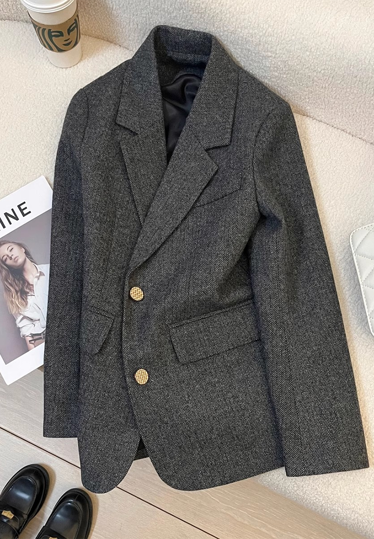New Casual Commuter Style British Wool Blazer CA25102414GY
