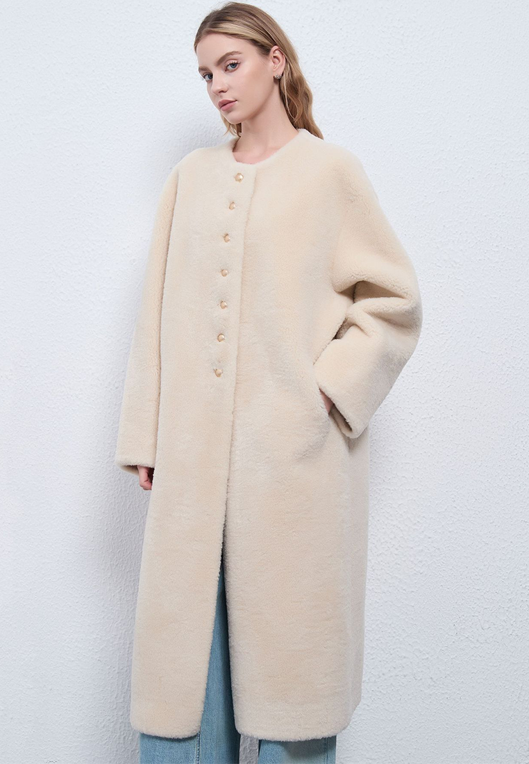 Autumn Winter Long Shearling Eco-Fur Coat CA25110714BE