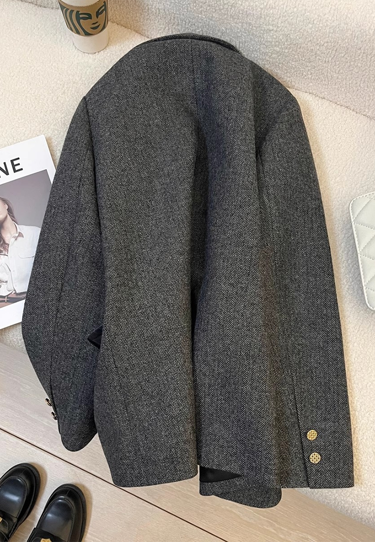 New Casual Commuter Style British Wool Blazer CA25102414GY