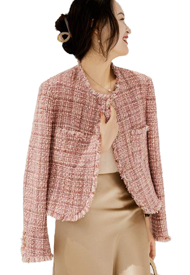 Exquisite Woolen Pink Chanel-style Coat CA090814