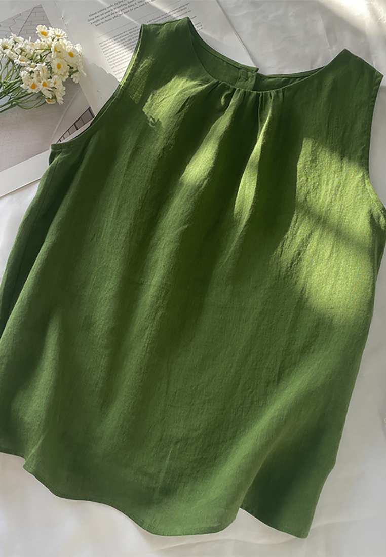 New retro linen sleeveless vest CA25070914GR