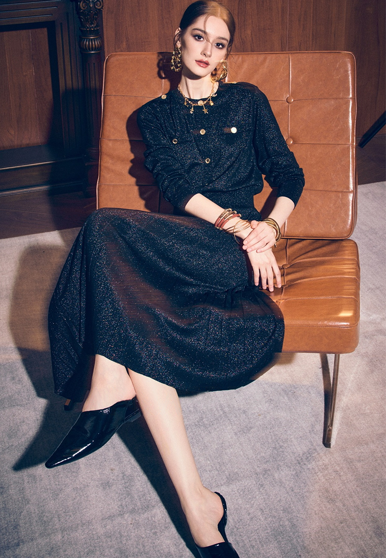 New Colorful Silk Knit Cardigan Set CA25092514BK