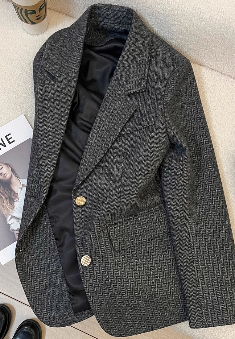 New Casual Commuter Style British Wool Blazer CA25102414GY