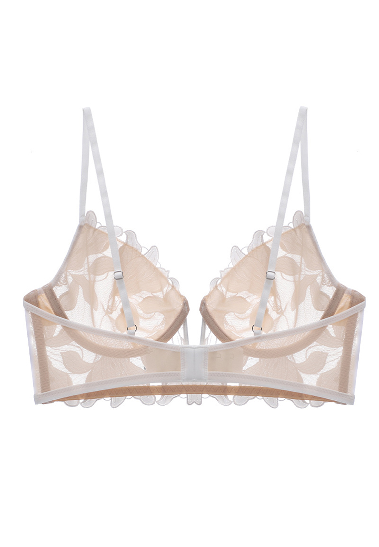 Sexy lily flower embroidered mesh underwear set CA24112014BL