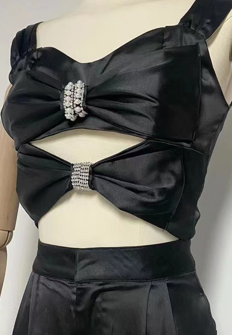 2024 new suspender bow top and pants set CA24081614W