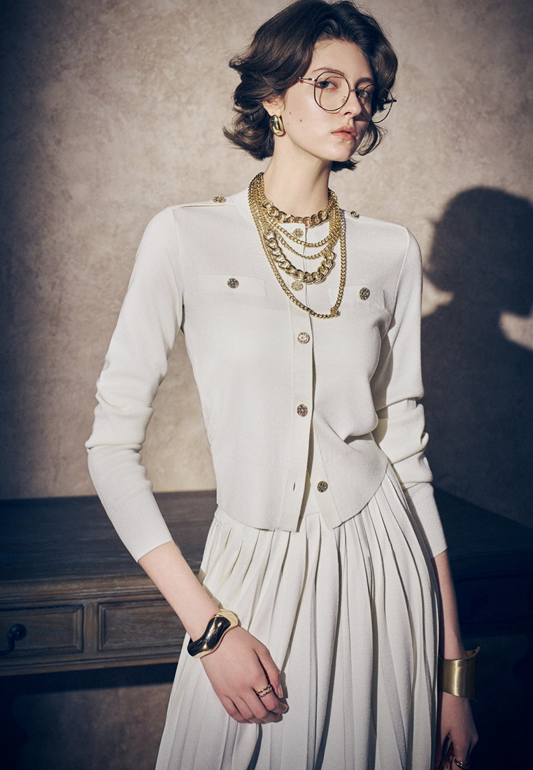 New Colorful Silk Knit Cardigan Set CA25092514BK