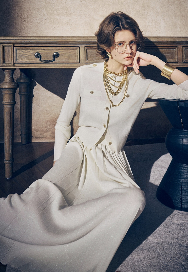 New Colorful Silk Knit Cardigan Set CA25092514BK