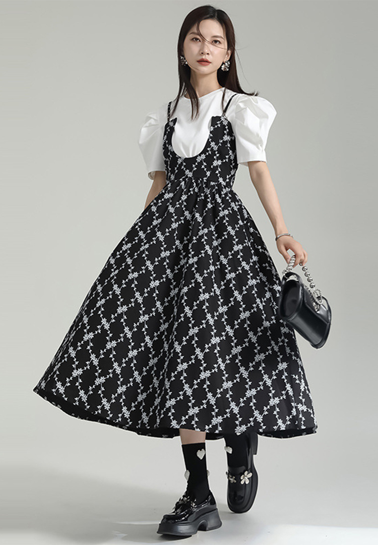 2024 Summer French floral camisole princess skirt CA24030114BK