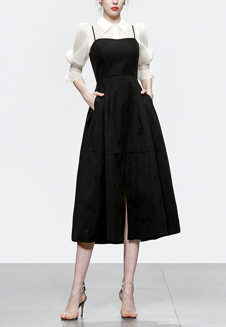 2024 New retro Luxury atyle black dress CA24090314BK