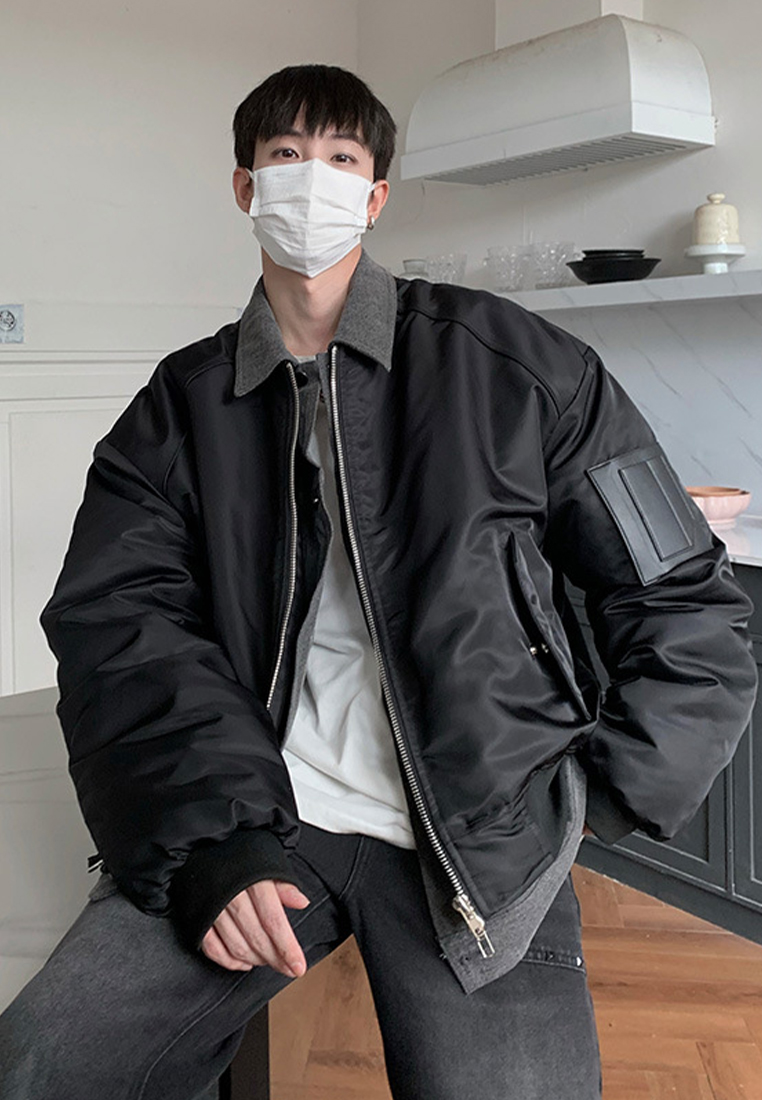 Winter premium denim patchwork jacket jacket CA24101414BK