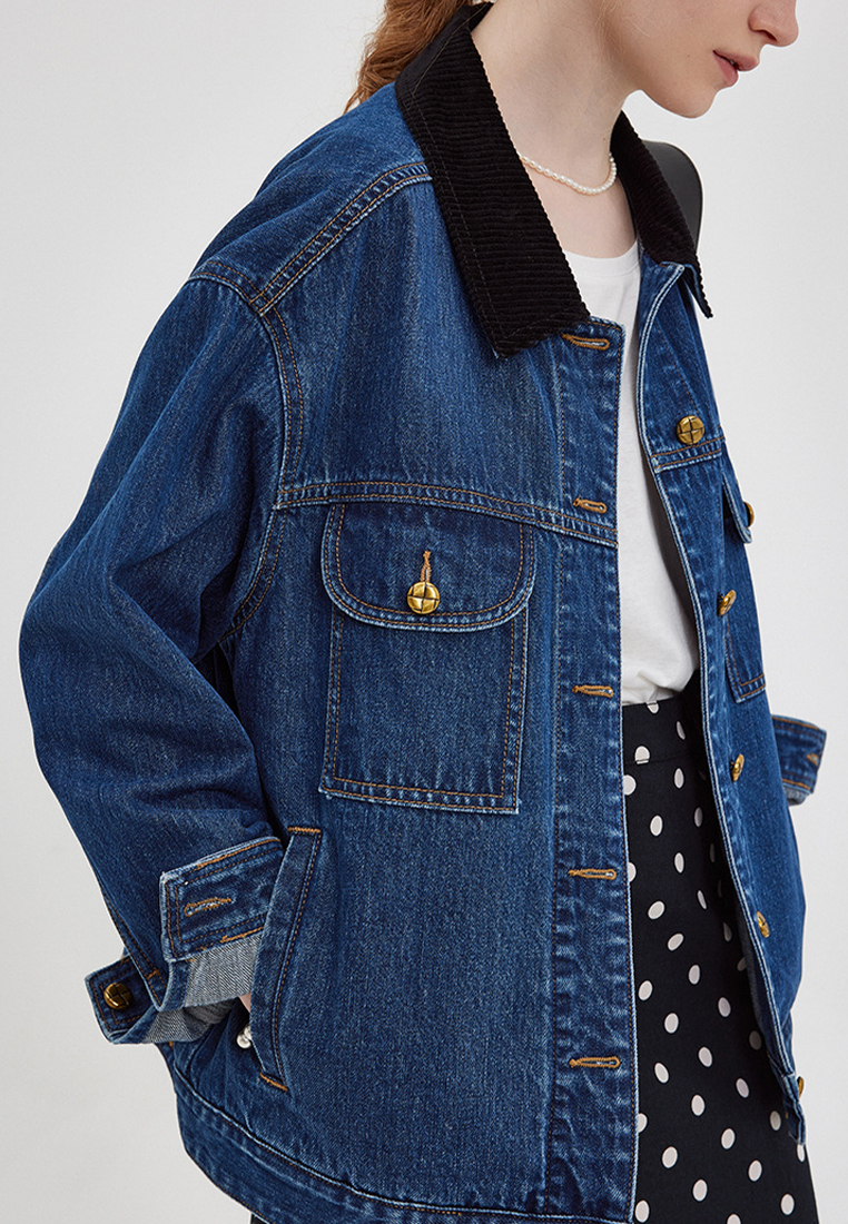 Fashionable and versatile retro casual splicing denim jacket CA120414