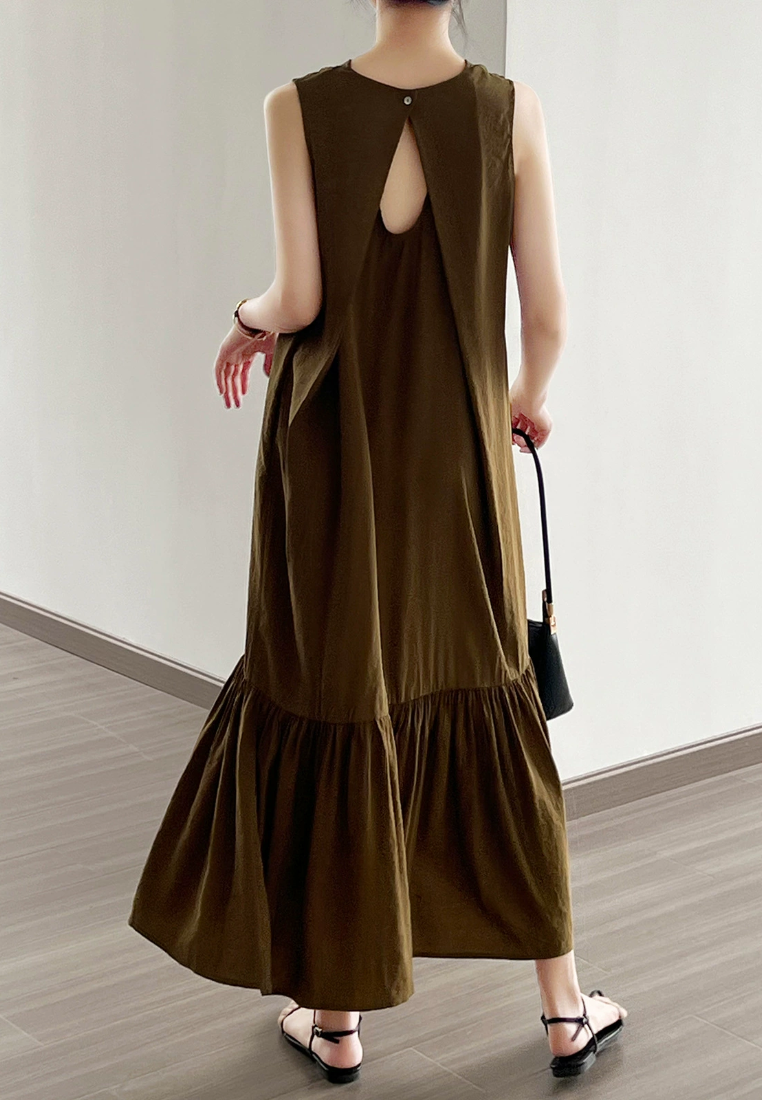 New hollowed out long sleeveless dress CA25031914BW